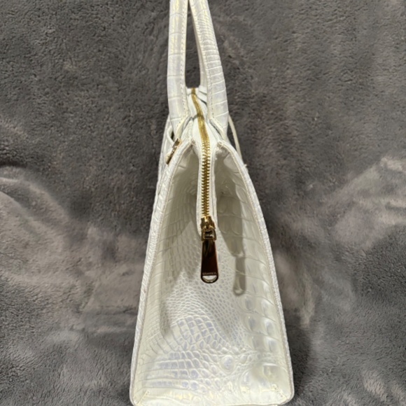 Brahmin Crocodile Caroline Leather Satchel Bag-White - Picture 4 of 7